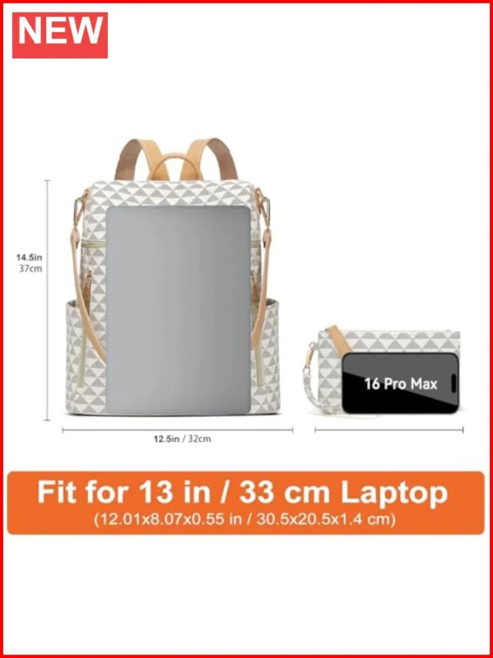 Women's PU Leather Backpack Purse with Wallet Laptop Travel Satchel